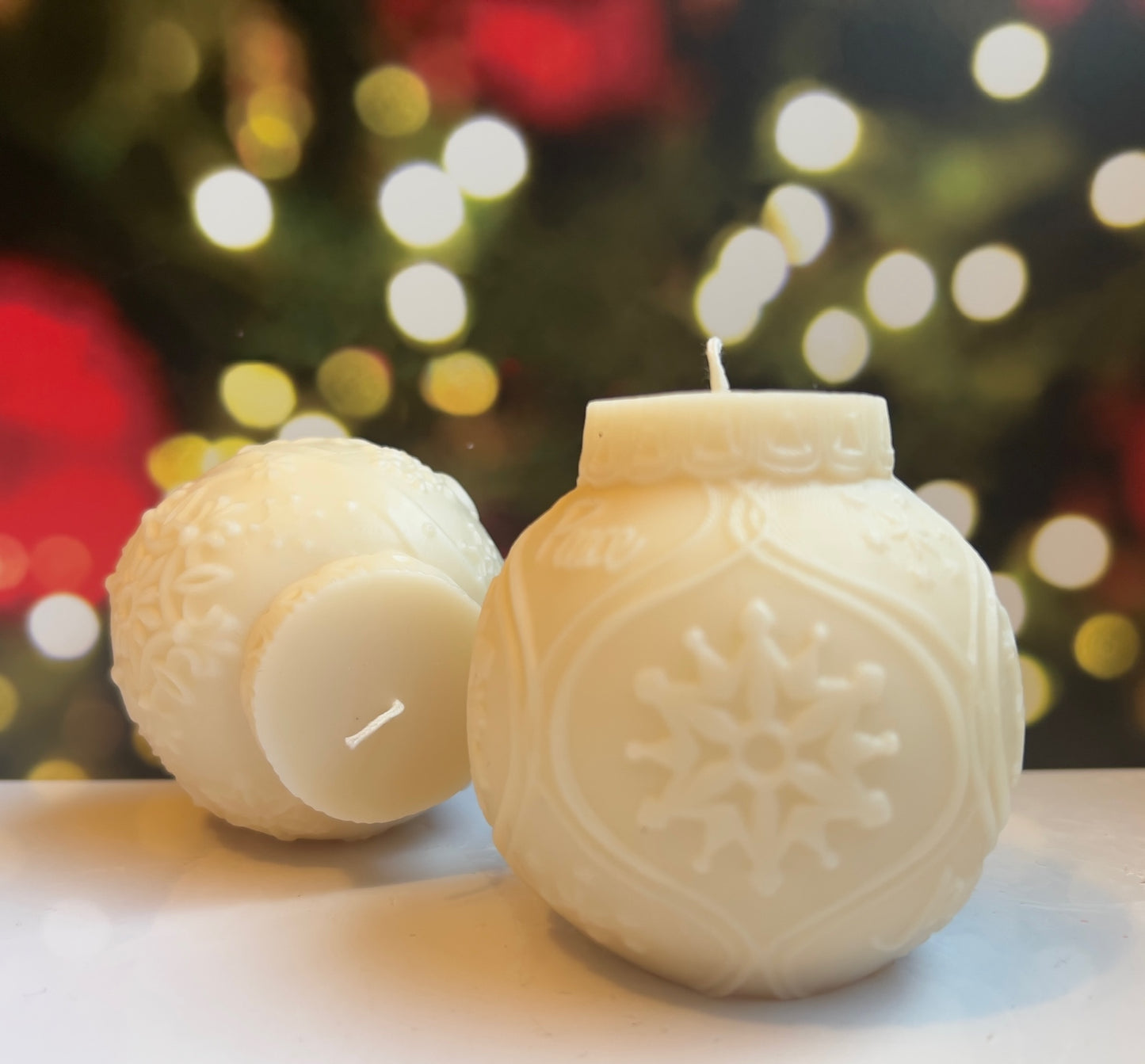 Large Christmas Ornament Candle