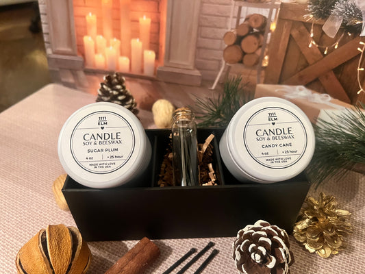 Gift Box: Sugar Plum & Candy Cane Candles with Matches
