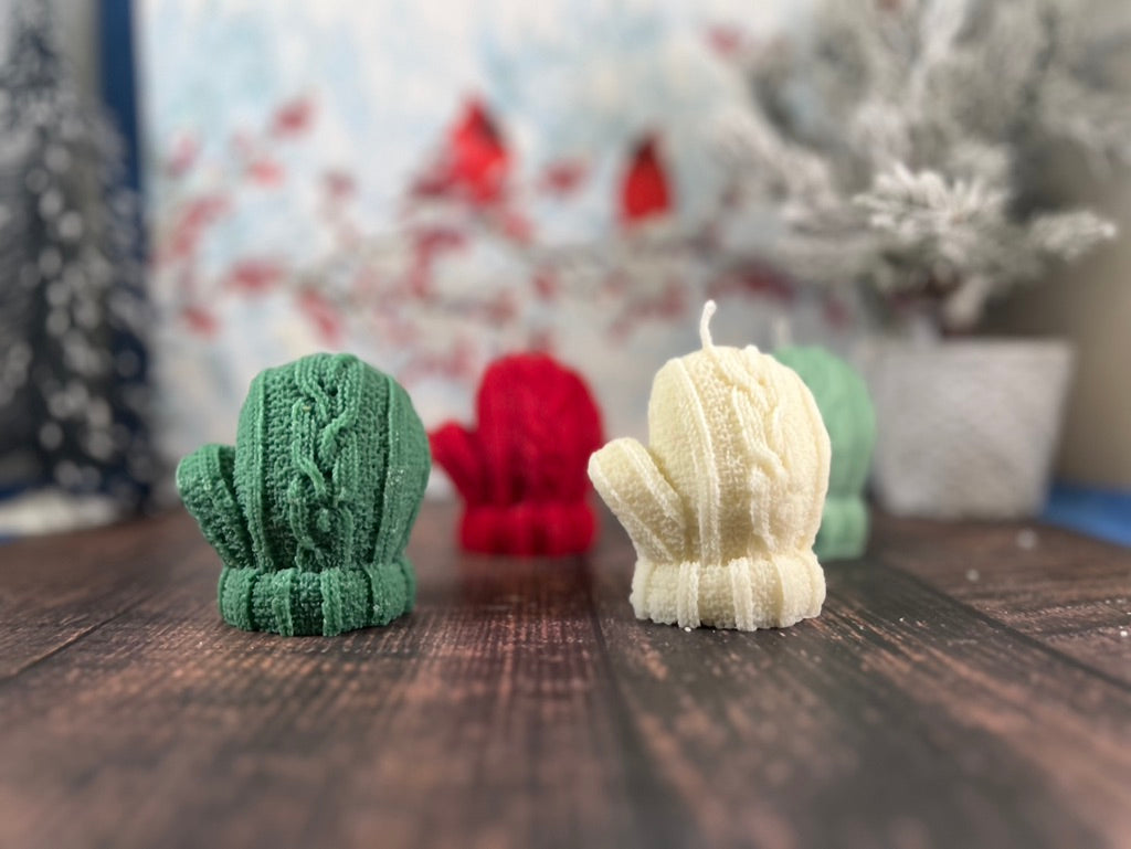 Knit Mitten Pillar Candle