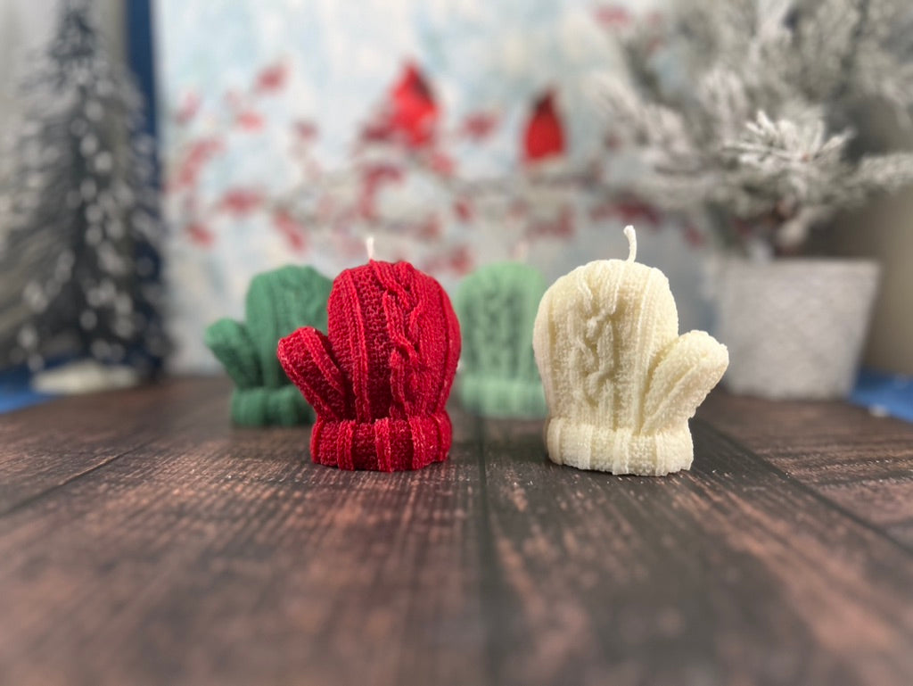 Knit Mitten Pillar Candle