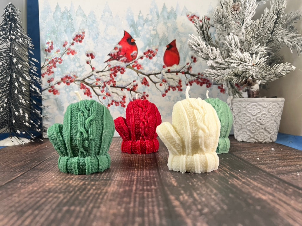 Knit Mitten Pillar Candle