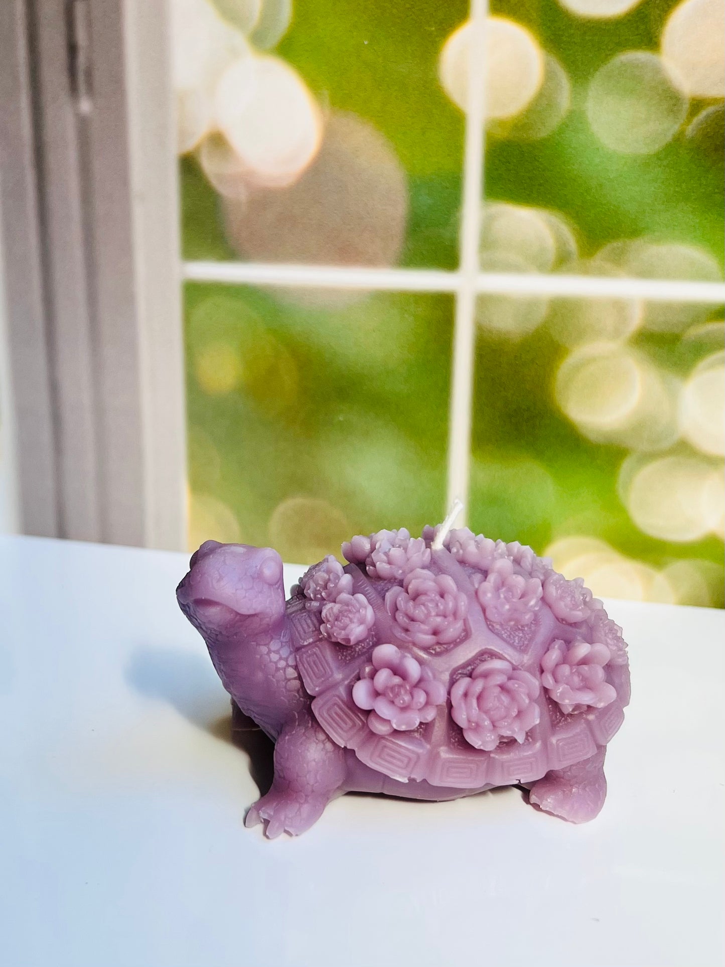 Turtle Candle with Flower Shell