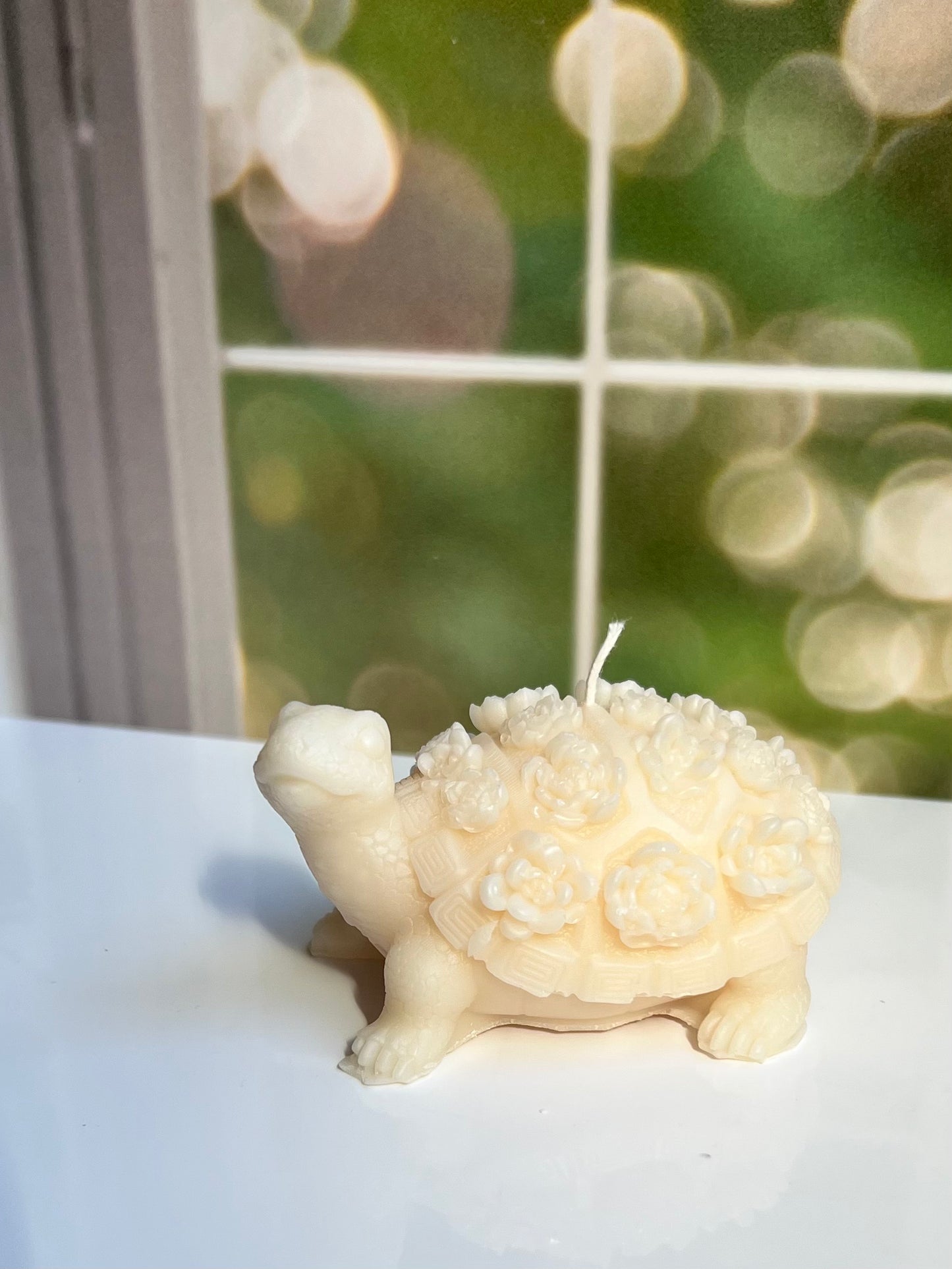 Turtle Candle with Flower Shell