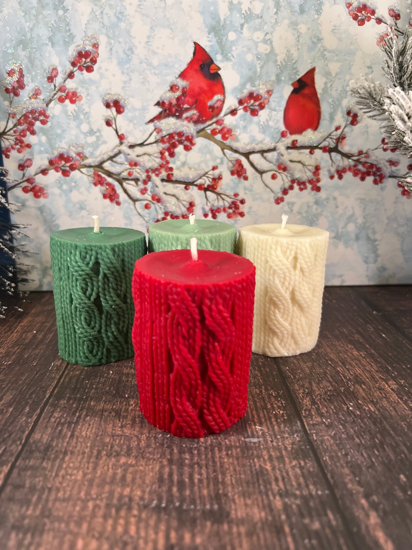 Cable Sweater Knit Pillar Candle