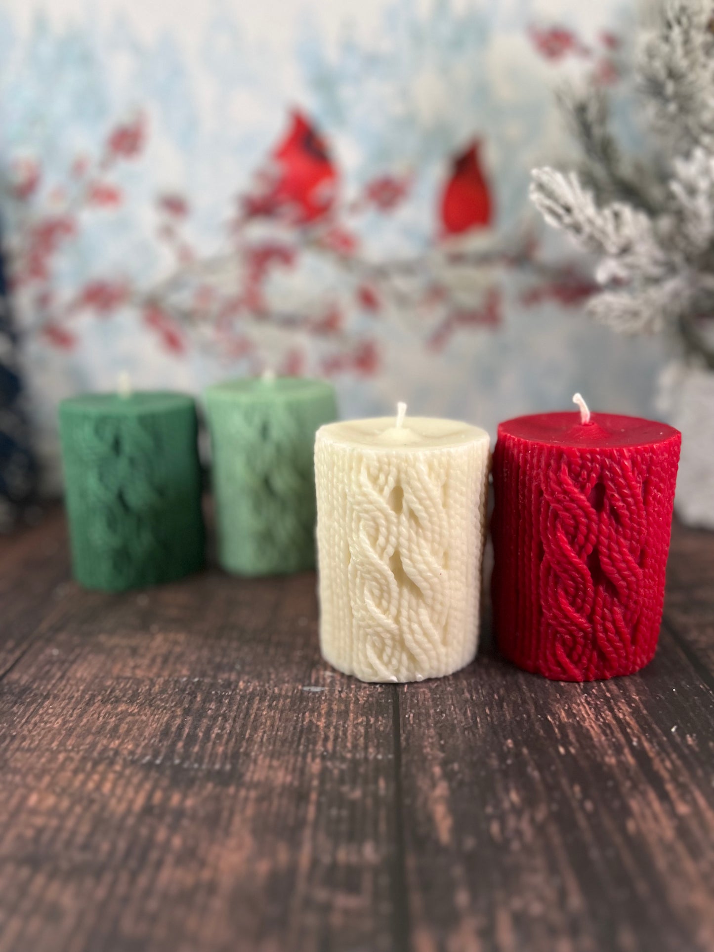 Cable Sweater Knit Pillar Candle